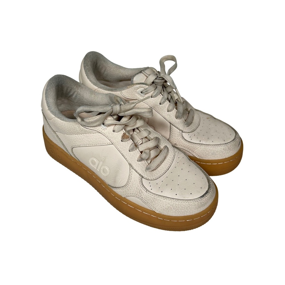 Alo Yoga Alo X 0.1 Classic Sneakers Women's 8 Shoes Bone Tan Leather Gum Sole